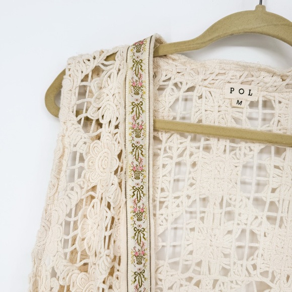 POL Crochet Cream Kimono Size L - Picture 3 of 5
